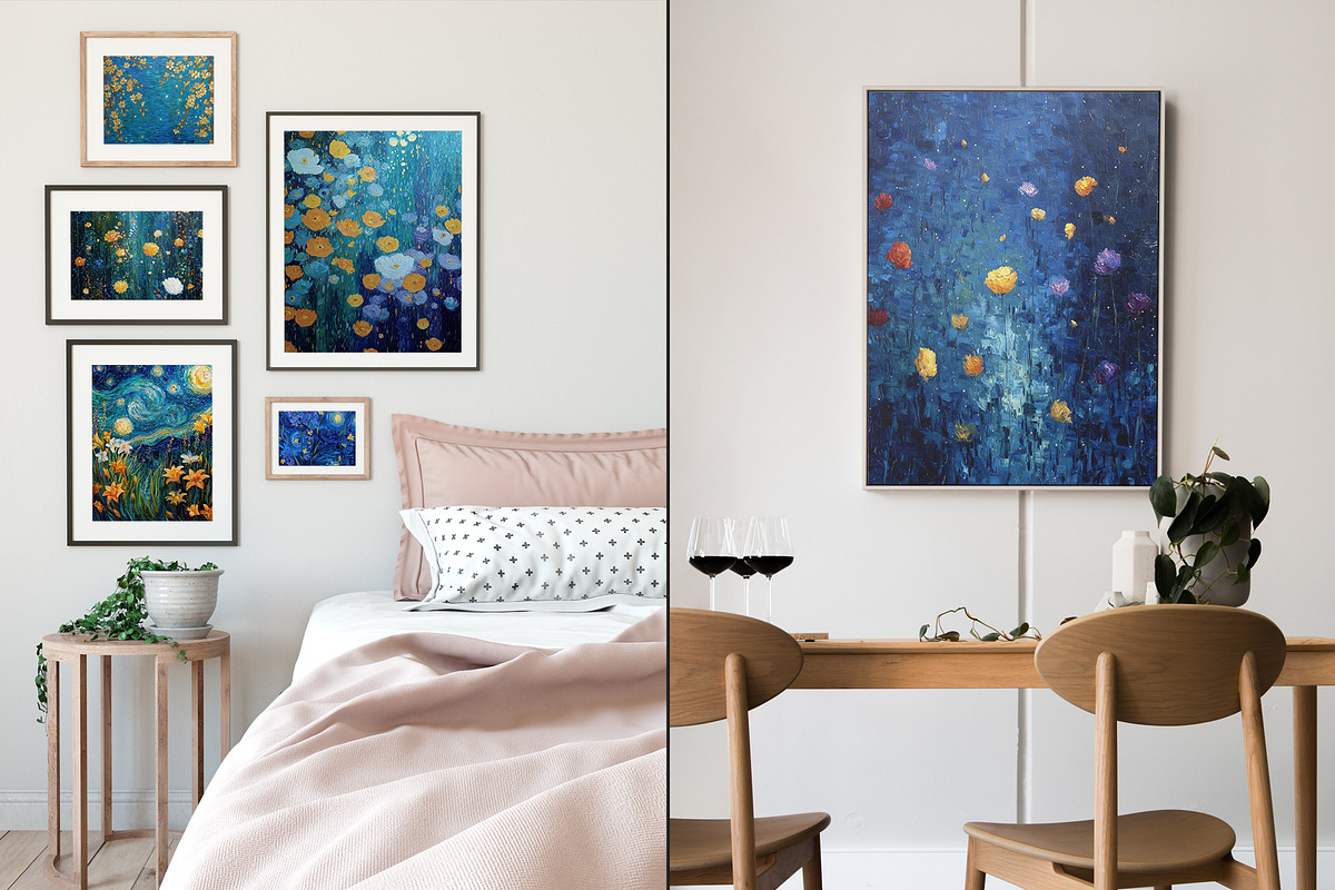 Starry Night Floral Illustration, a Decorative Illustration by Housui Patterns (Photo 2 of 12)