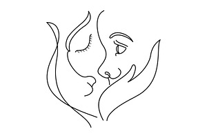 Line of Mother And Baby Symbol