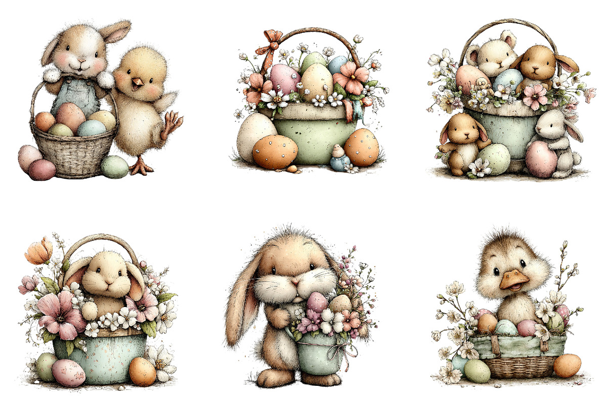 Easter Basket Clipart Bundle, an Illustration by Dream Creation (Photo 6 of 8)