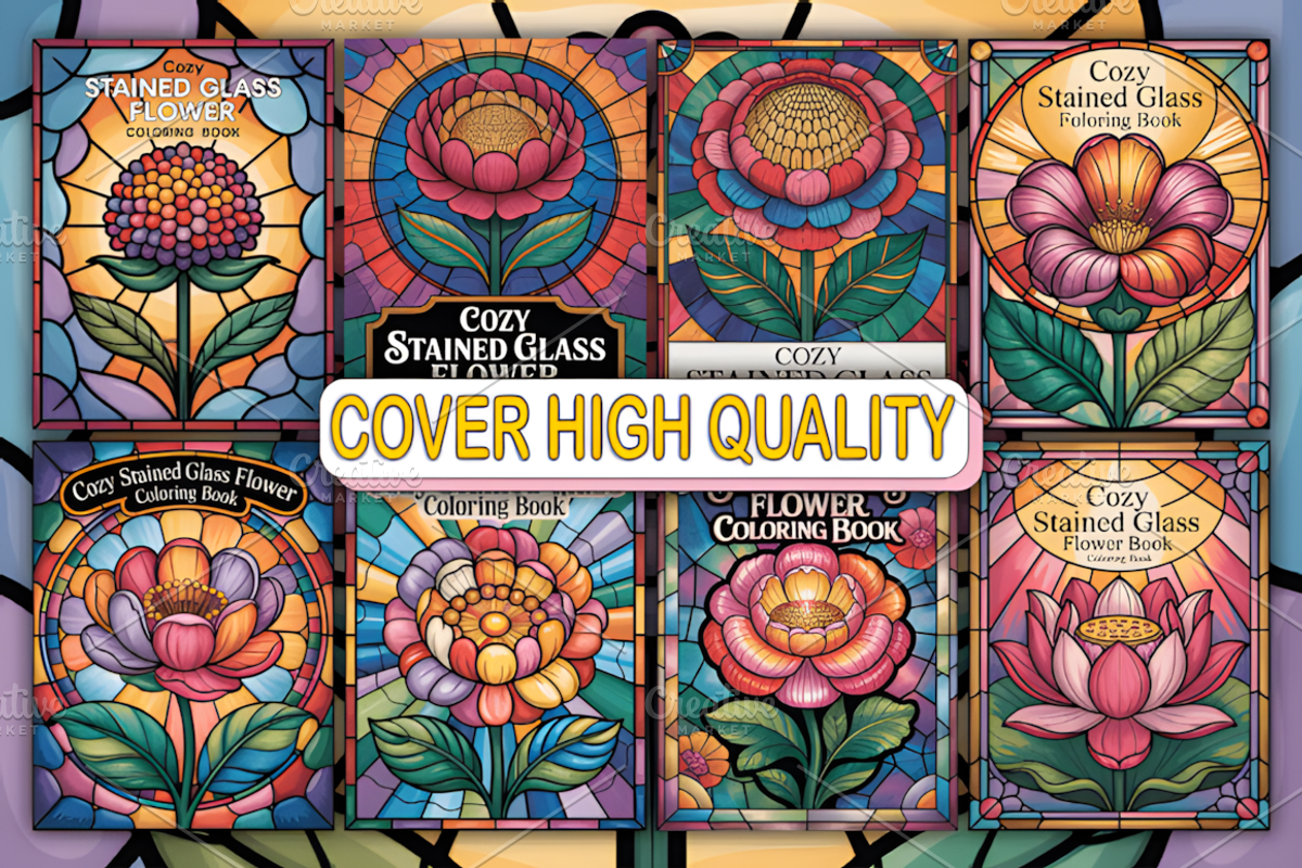Cozy Stained Glass Flower Coloring, a Decorative Illustration by Ink Gallery (Photo 5 of 5)