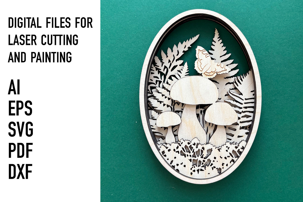 Mushroom Woodland Oval SVG File, an Object Graphic by HelloWood (Photo 3 of 3)