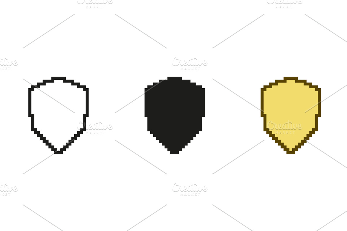 Pixel Art Shield Icon Set, an Object Illustration by Gentle Studio