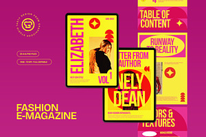 Yellow Pink Bold Fashion E-Magazine, a Templates & Theme by graphicook