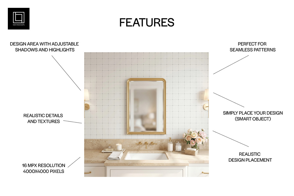Luxury Bathroom Wallpaper Mockup PSD, a Household Mockup by 1001 mockups (Photo 2 of 11)