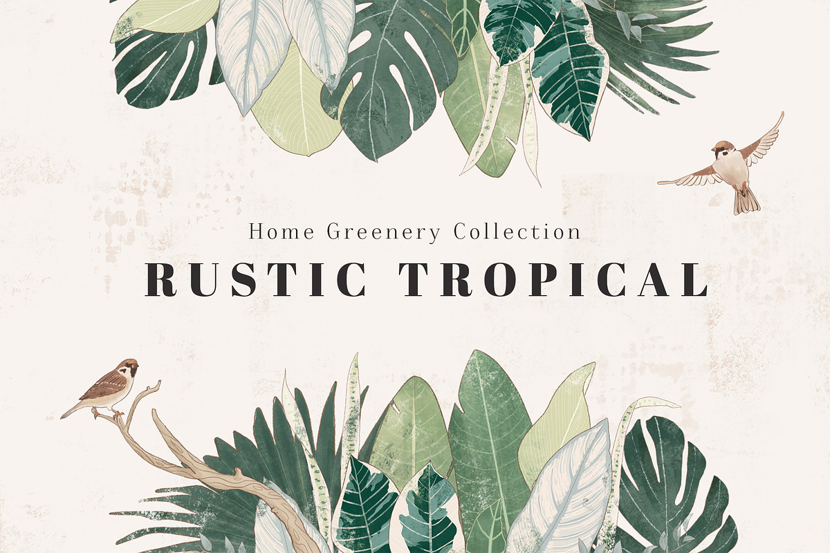 Rustic Tropical Leaves Collection, an Illustration by imajineko (Photo 1 of 13)