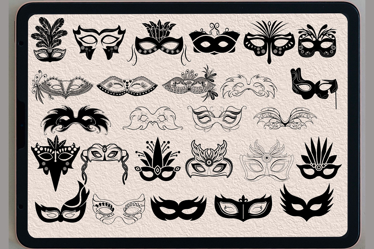 Procreate stamps, Masquerade mask, a Brush Add-On by TaKong Magics (Photo 3 of 4)
