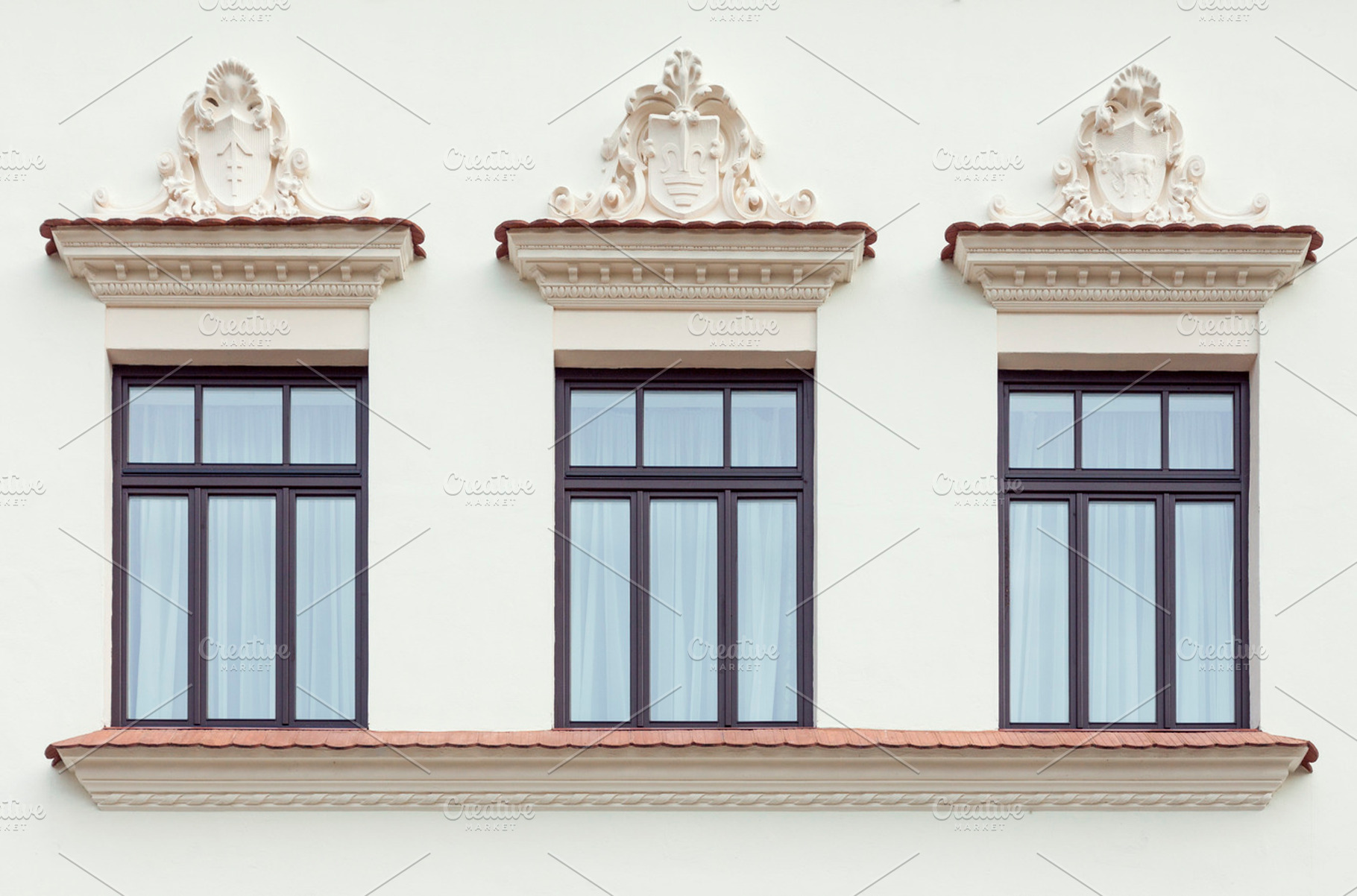 Three decorated palace windows, an Architecture Photo by BOOCYS