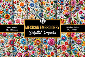 Mexican Flowers Embroidery Patterns