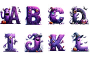 Purple Halloween Monster Alphabet, an Illustration by DreamArtGraphic (Thumbnail 4 of 5)