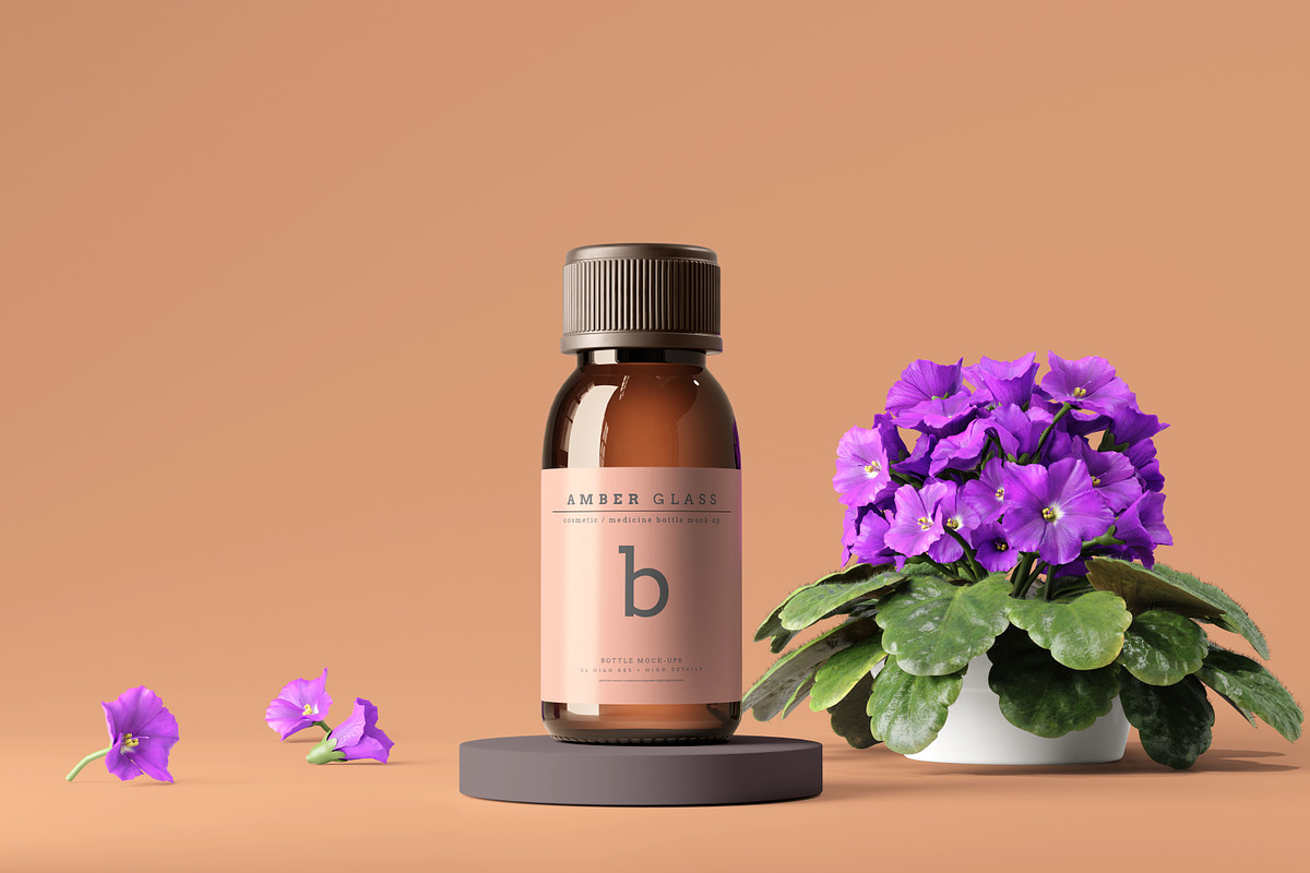 Amber Glass Bottle Mockups, a Cups & Container Mockup by pmvch (Photo 19 of 20)