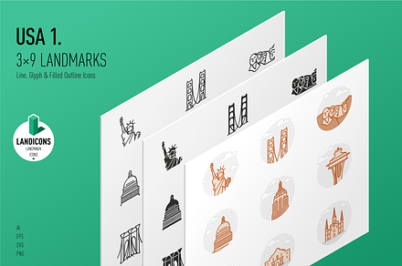 Landmarks of the USA Icon Set