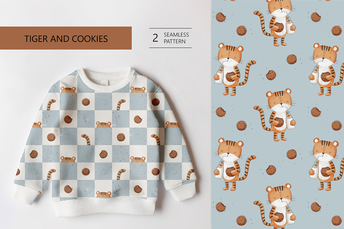 Tiger and cookies, a Pattern Graphic by Olena Kuznietsova (Photo 1 of 8)