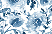 Watercolour blue floral pattern, a Pattern Graphic by Anya-D (Thumbnail 1 of 4)