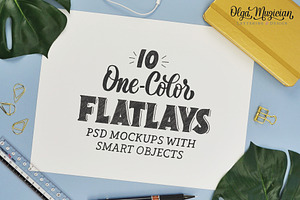 10 One-Color Flat Lay .PSD Mockups