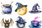 Halloween Cute Witch Clipart Bundle, an Illustration by Craft Nest (Thumbnail 4 of 6)