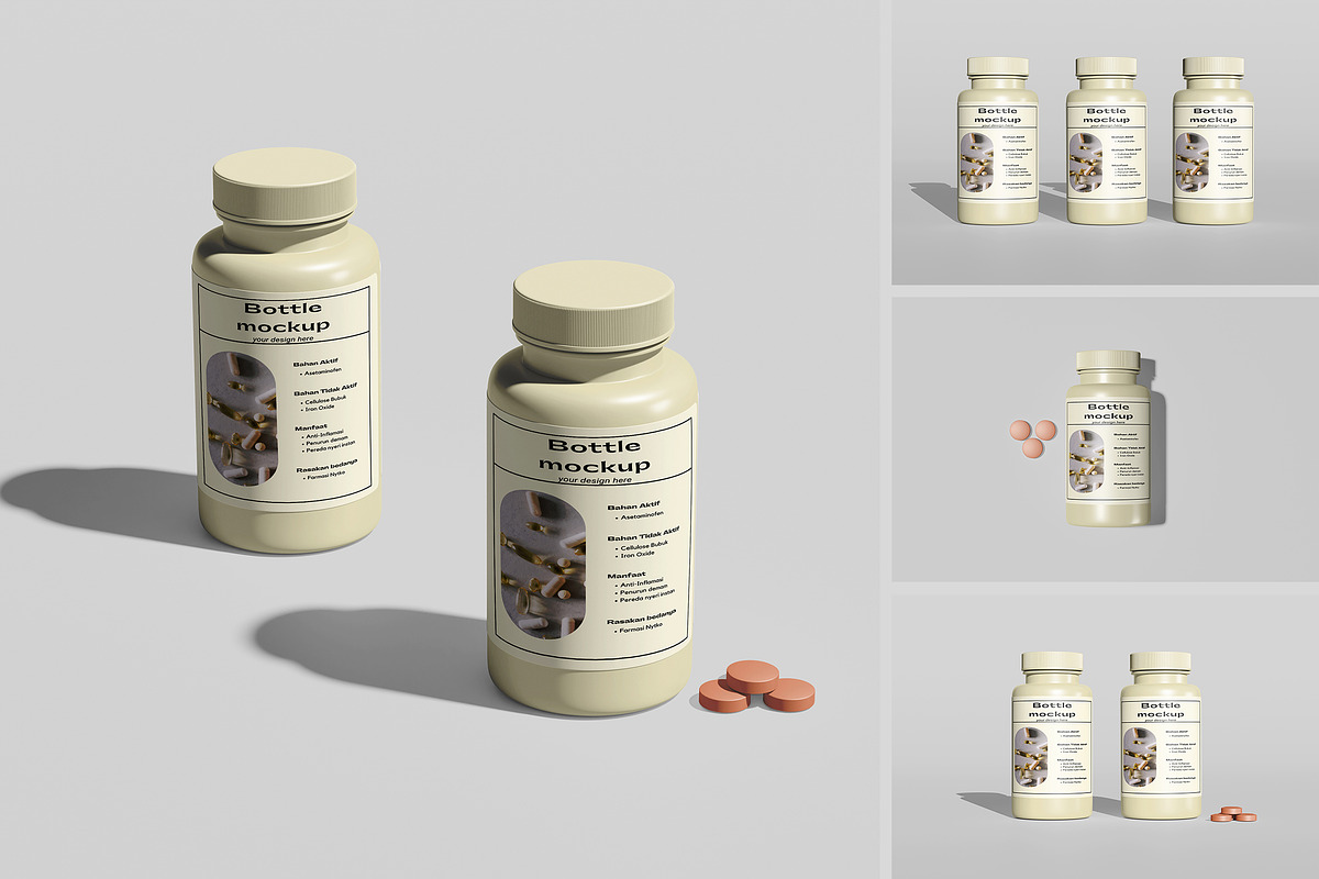 Supplement Bottle Packaging Mockup, a Cups & Container Mockup by swsi-studio (Photo 1 of 6)