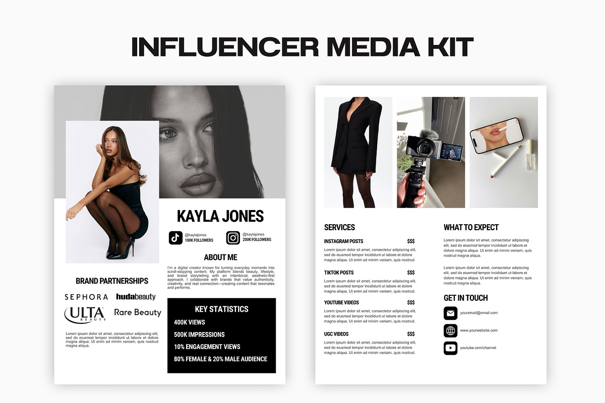 Influencer Media Kit Canva Template, a Templates & Theme by BeautyBarStudios (Photo 1 of 4)