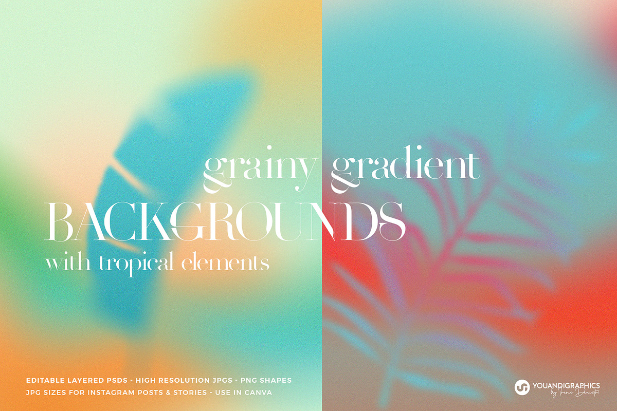 Tropical Grainy Gradient Backgrounds, a Texture Graphic by Youandigraphics (Photo 1 of 12)