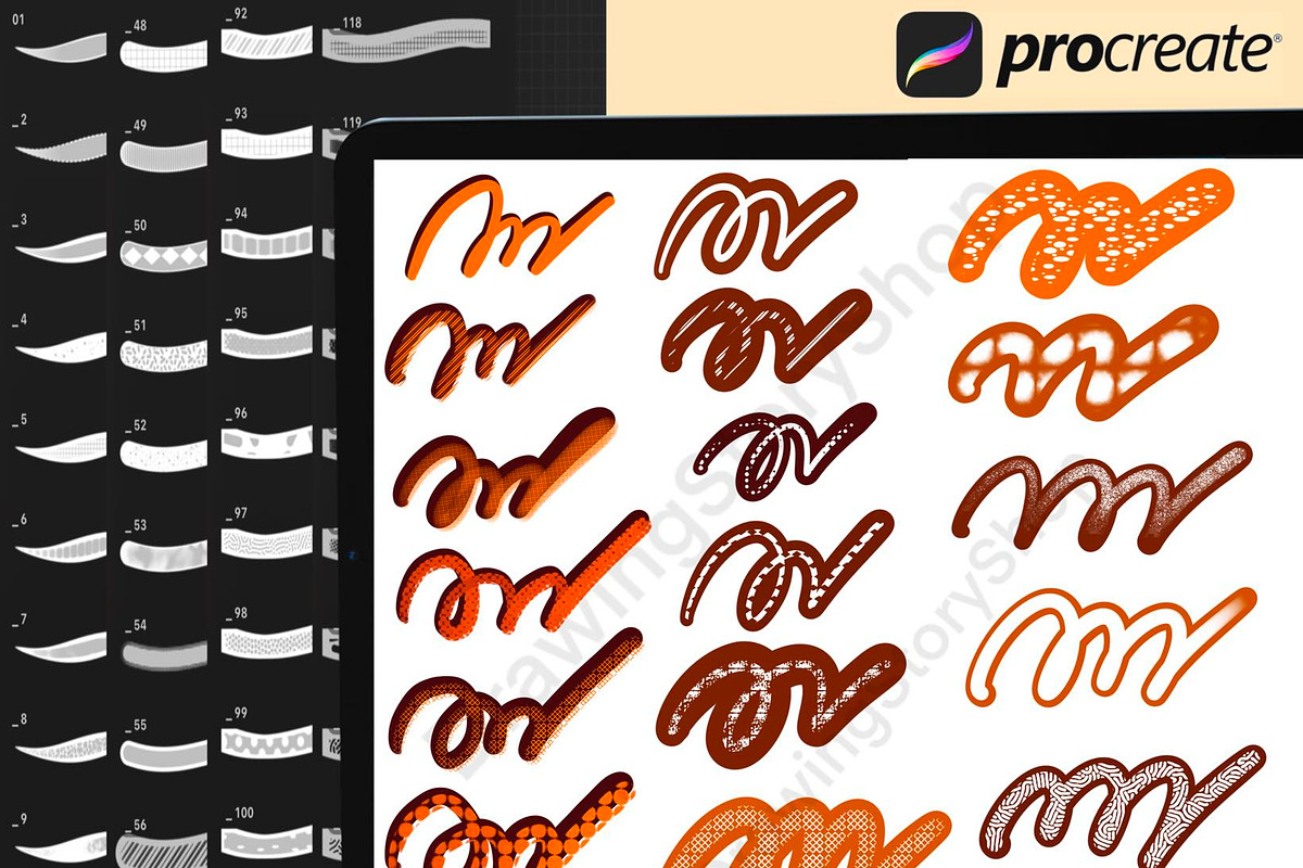 Procreate Outline Lettering Brushes, a Brush Add-On by DrawingStoryShop (Photo 7 of 7)