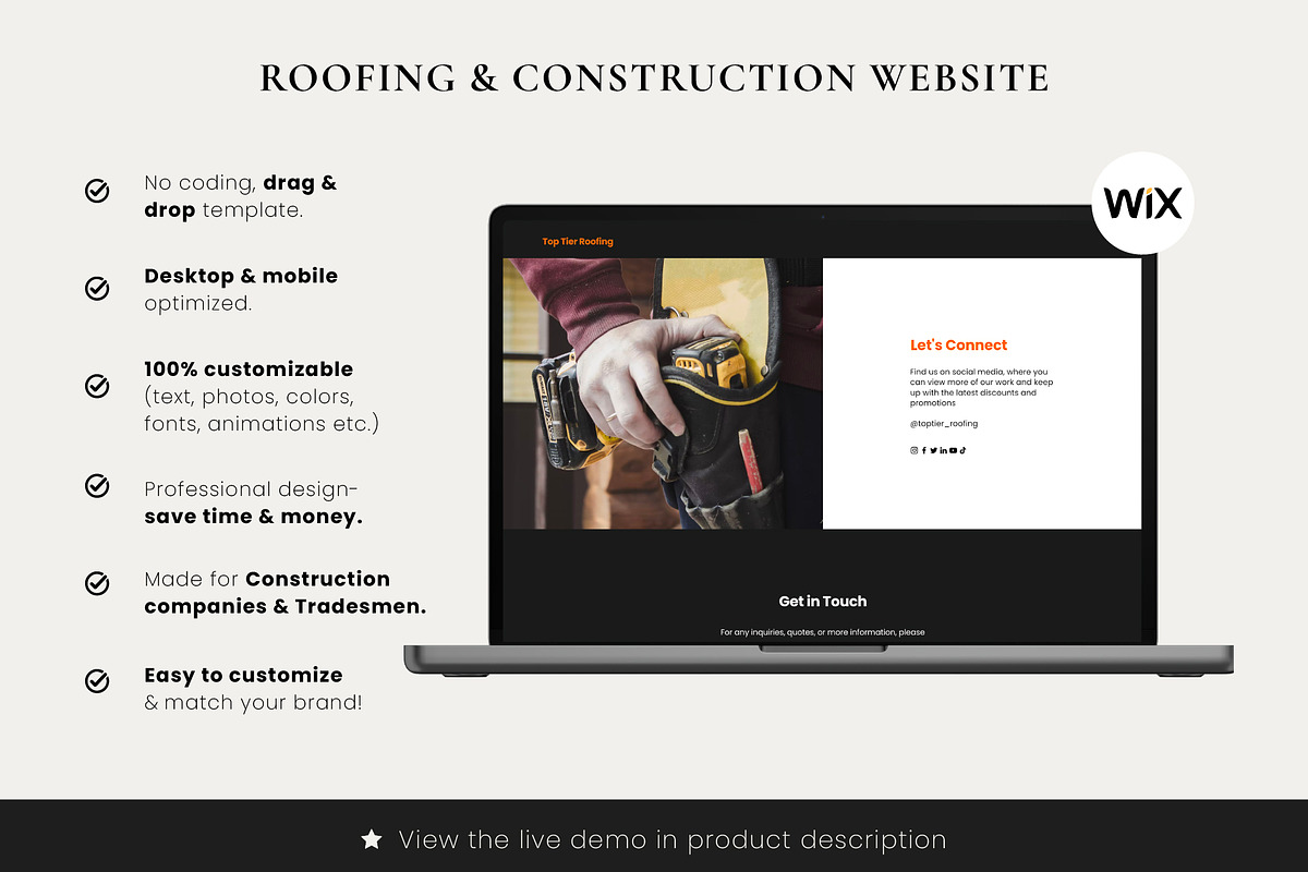 Roofing & Construction Wix Website, a Wix Template by Sky Dore Design (Photo 5 of 11)