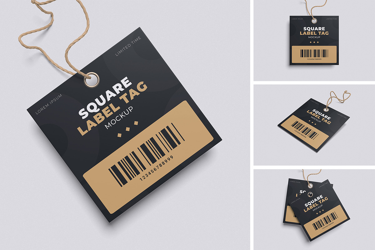 Square Label Tag Mockup, an Advertising Mockup by xavier_studio