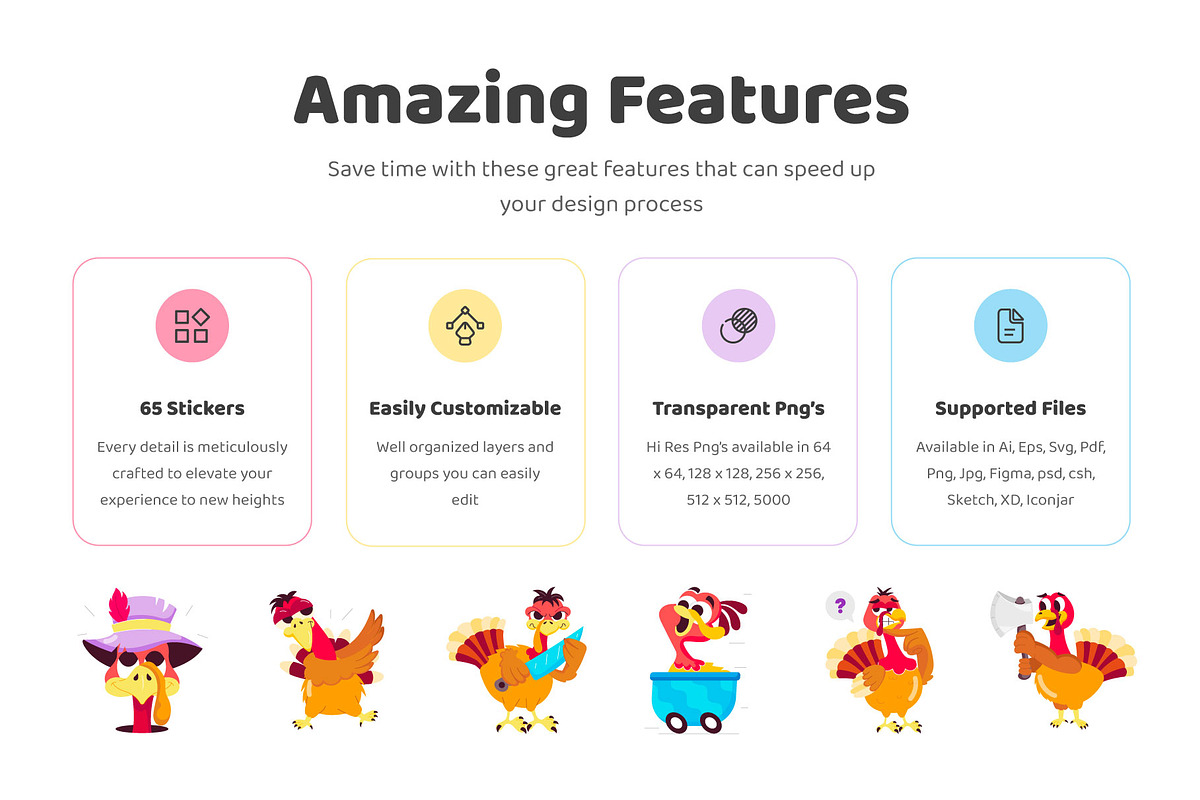 Turkey Cartoon Stickers Set, an Emoji Icon by Vectors Market (Photo 2 of 6)