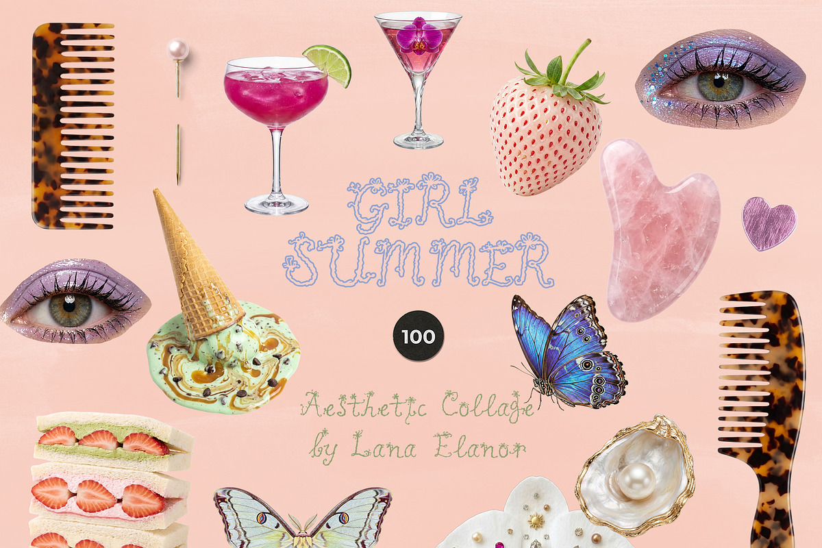 GIRL SUMMER Pastel Feminine Collage, an Object Graphic by Lana Elanor (Photo 9 of 10)