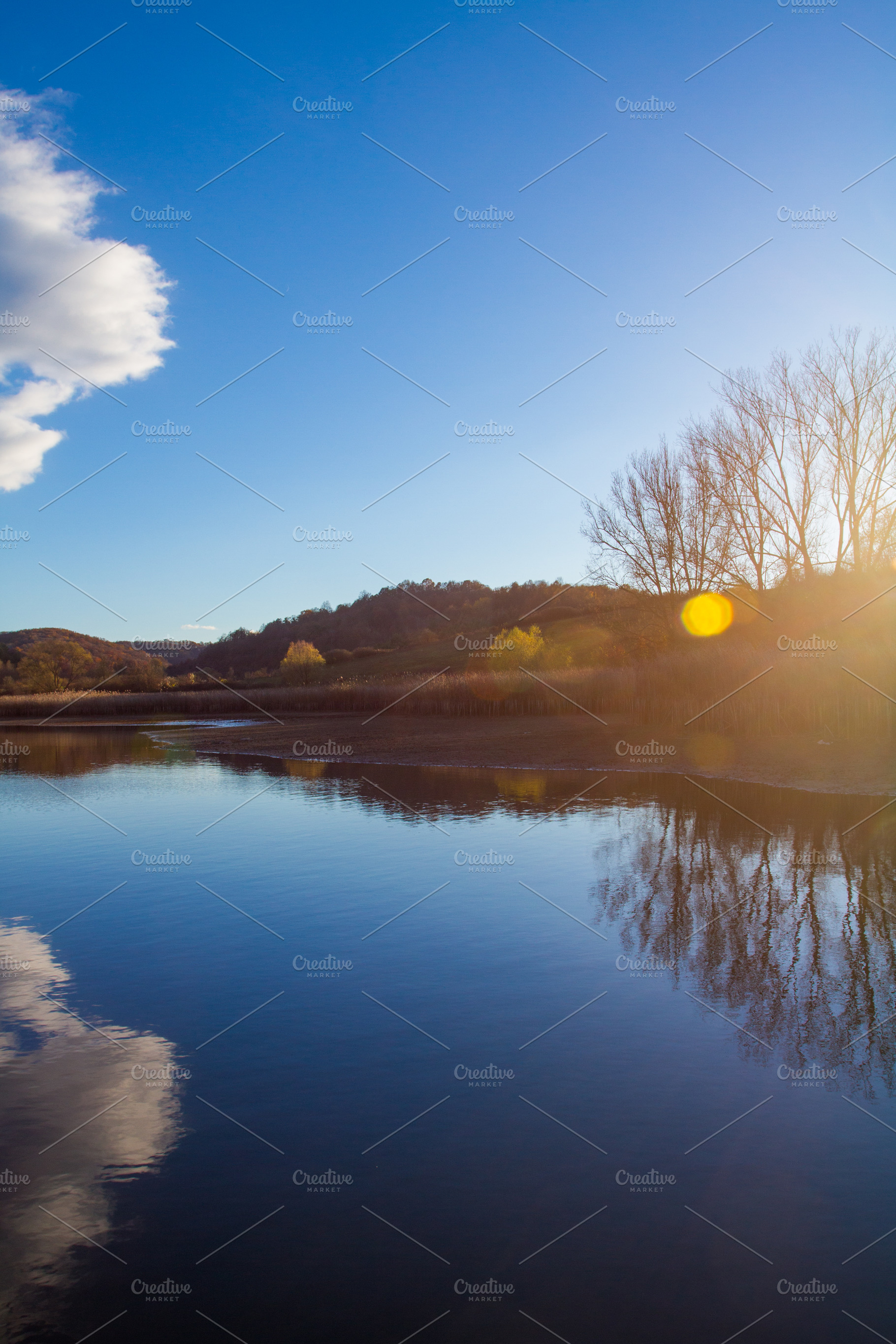 blue sky & mirrored lake landscape, a Nature Photo by OctopusRider