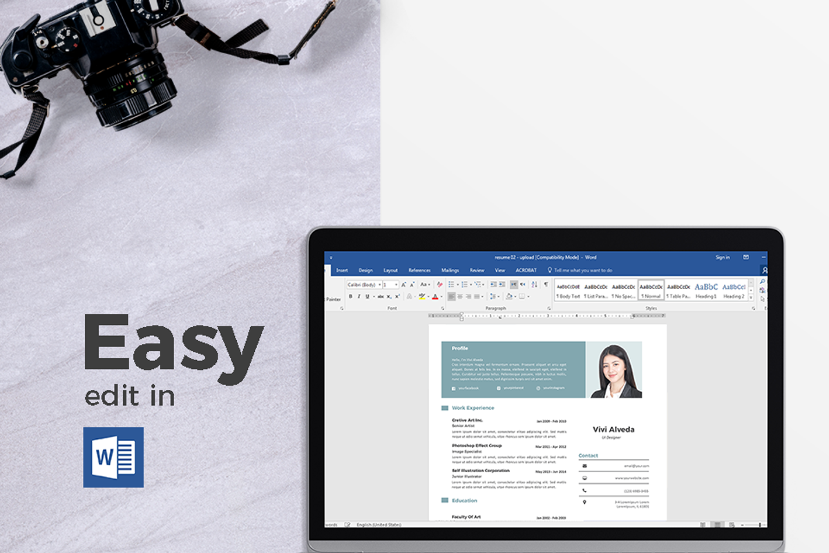 Modern Resume & CV Template, a Resume Template by Hito Graphic (Photo 6 of 8)