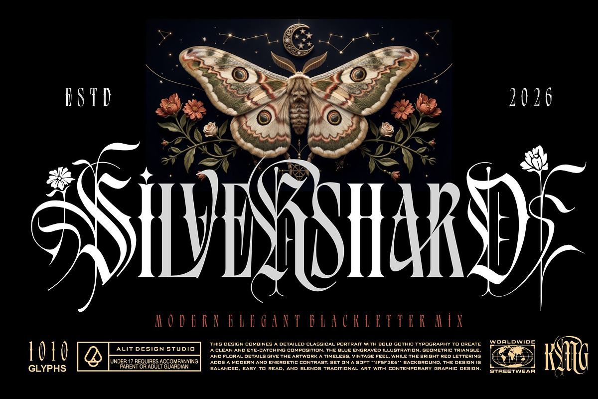 Silver Shard Typeface, a Blackletter Font by alit design (Photo 1 of 20)