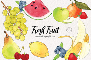 Watercolor Fruit Graphics
