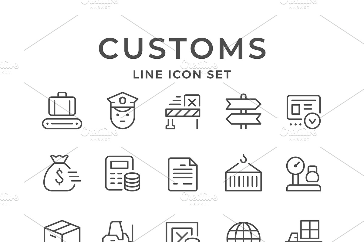 Set line icons of customs, an Outline Icon by motorama (Photo 1 of 2)