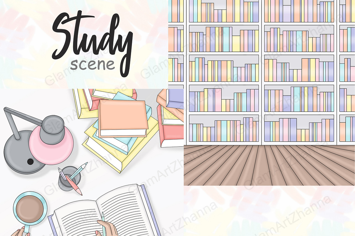 Study Bright Scene, an Education Illustration by GlamArtZhanna (Photo 3 of 3)