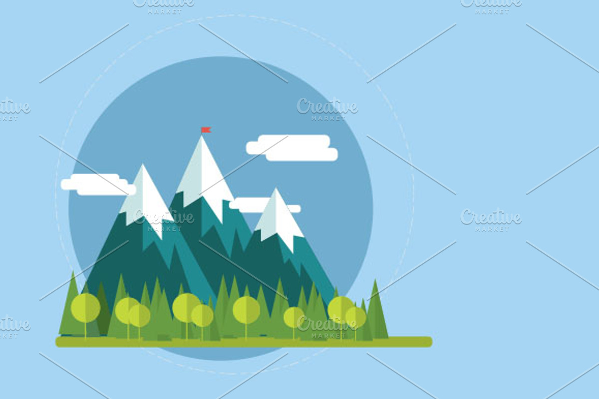 Flat nature landscape illustrations, an Illustration by meanicons (Photo 2 of 5)