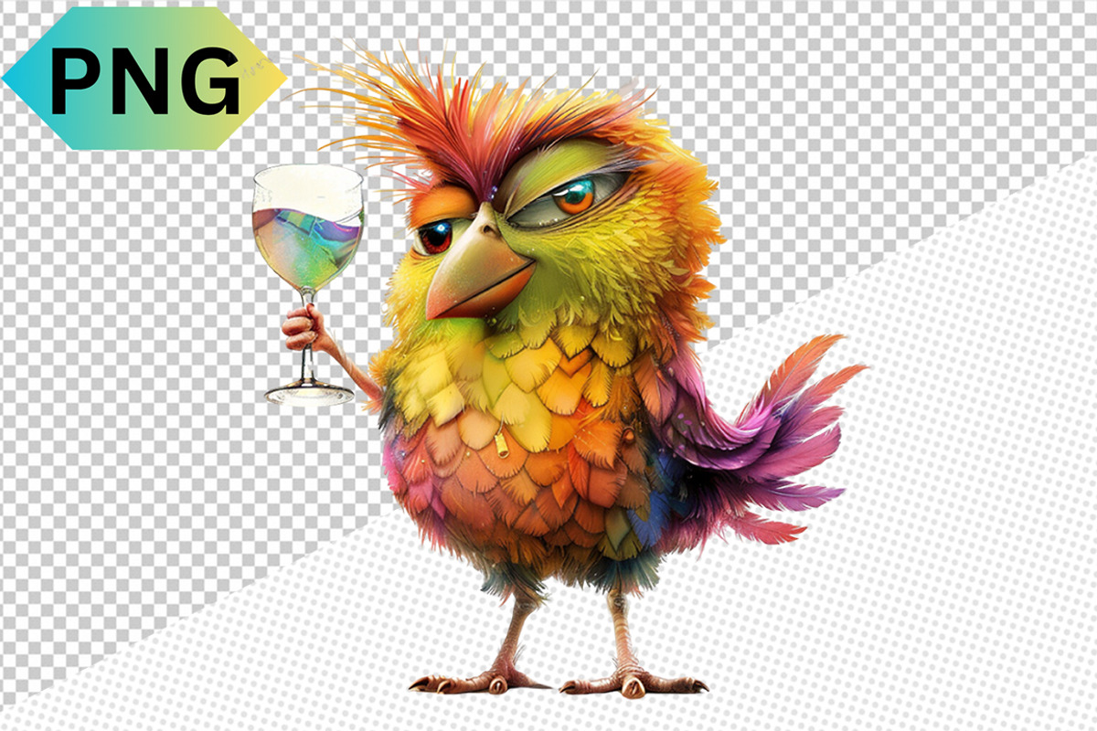 Funny Bird With Wine Glass Clipart, a Graphic by crative8112 (Photo 10 of 13)