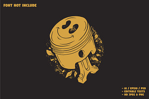 smiling yellow piston, an Object Illustration by Judsart