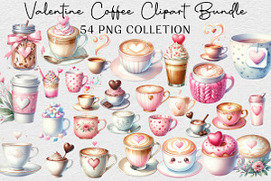 Valentine Coffee Clipart Bundle, an Illustration by DreamCafeArt