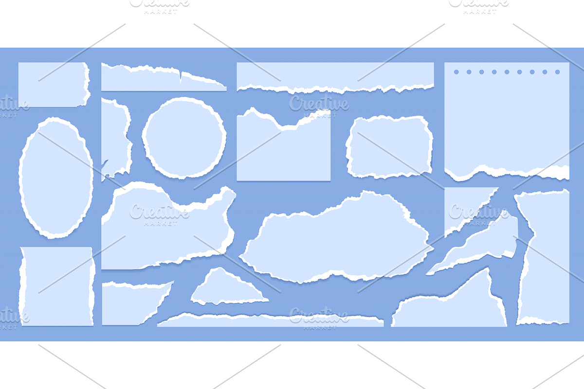 Torn or ripped blue paper pieces, a Texture Illustration by Flashvector