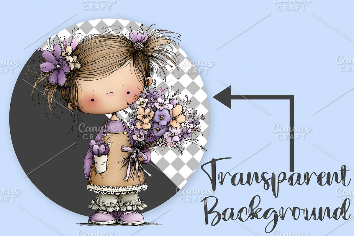Whimsical Spring Girls Clipart PNG, an Illustration by Canvas Craft (Photo 2 of 7)