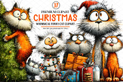 Christmas Funny Cat Clipart, an Animal Illustration by cherrydesign (Thumbnail 1 of 4)