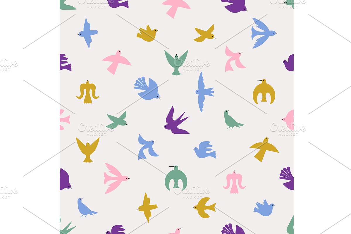 Abstract bird silhouettes seamless, an Animal Illustration by Valerie Bodnar