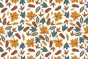 Unique Fall Leaves Seamless Pattern