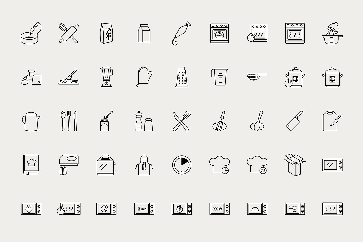 Cooking and kitchen utilities icons, an Outline Icon by mayrum (Photo 3 of 3)