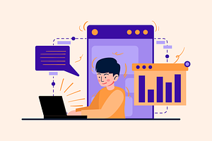 Businessman monitoring profit graph, a Person Illustration by Ahmad_Studio