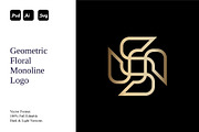 Geometric Floral Monoline Logo, a Branding & Logo Template by Luxury Logos (Thumbnail 1 of 4)