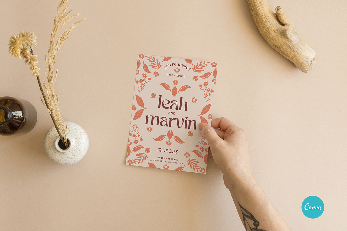 Floral Modern Wedding Invitation Set, an Invitation Template by StudioVonBraitenberg (Photo 3 of 10)