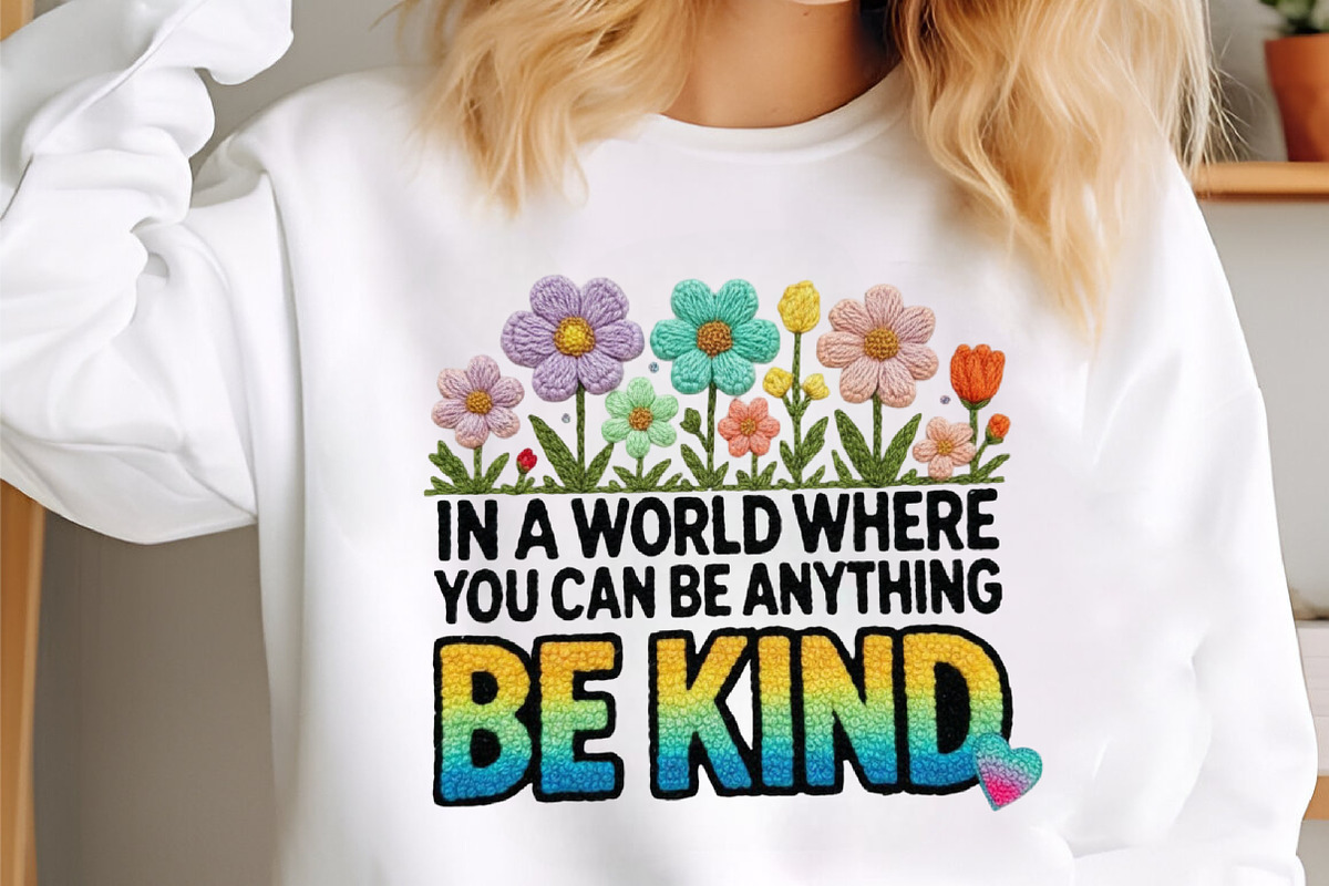 Be Kind Floral Faux Yarn Positive Sh, an Illustration by designcity5 (Photo 9 of 9)
