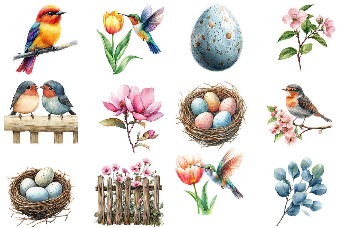 Watercolor Bird Clipart, an Illustration by Designworld (Photo 3 of 5)