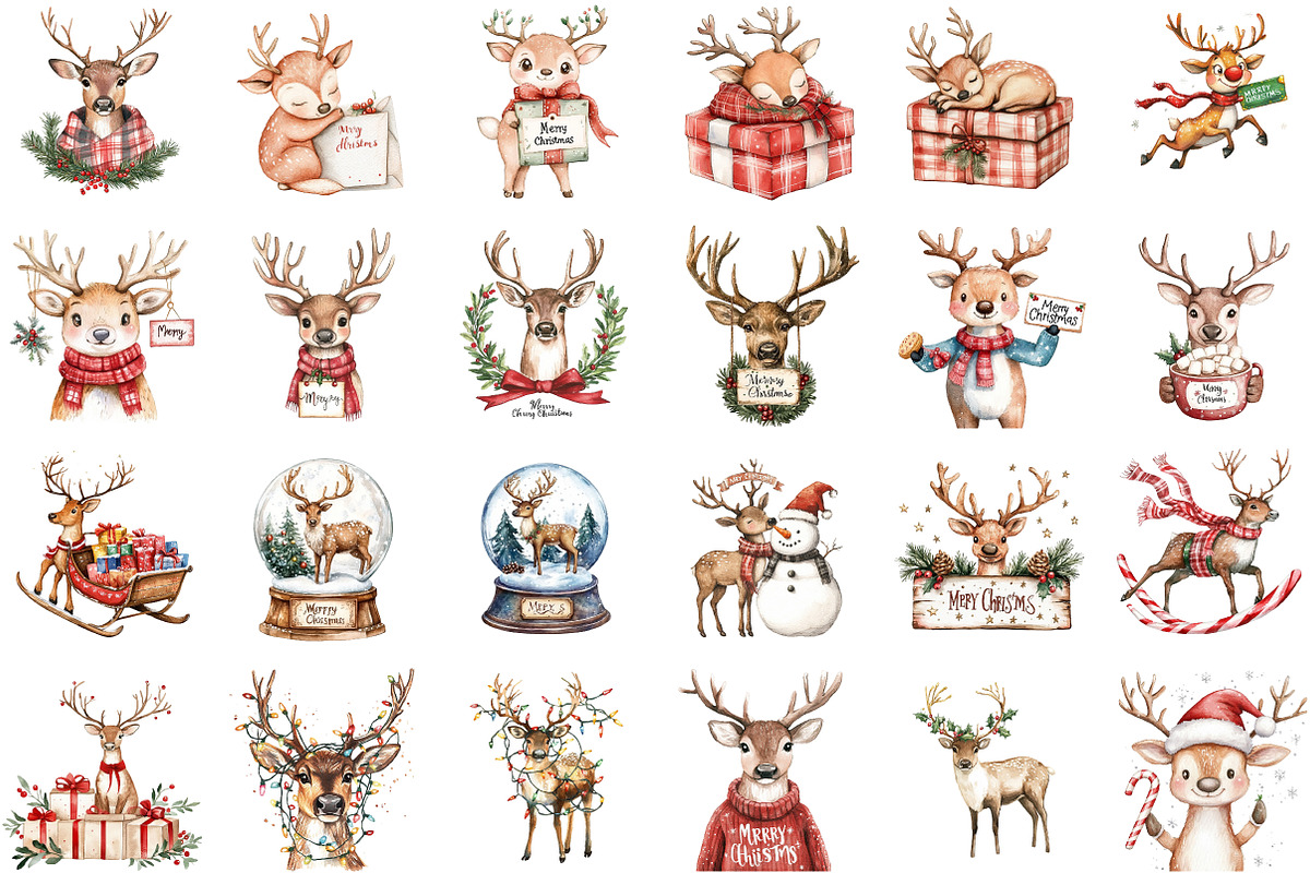 Reindeer Merry Christmas Clipart Bun, an Illustration by Sublimation Artist (Photo 2 of 6)