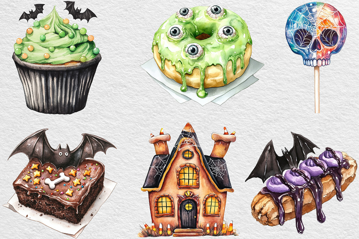 Halloween Spooky Bakery Clipart, an Illustration by Black Bird Studio (Photo 3 of 6)